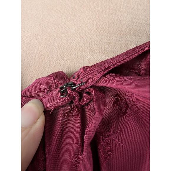 PAIGE Avonne Dobby Tiered Maxi Dress Berry Jam Pink Size M Smocked Satin - Picture 9 of 15